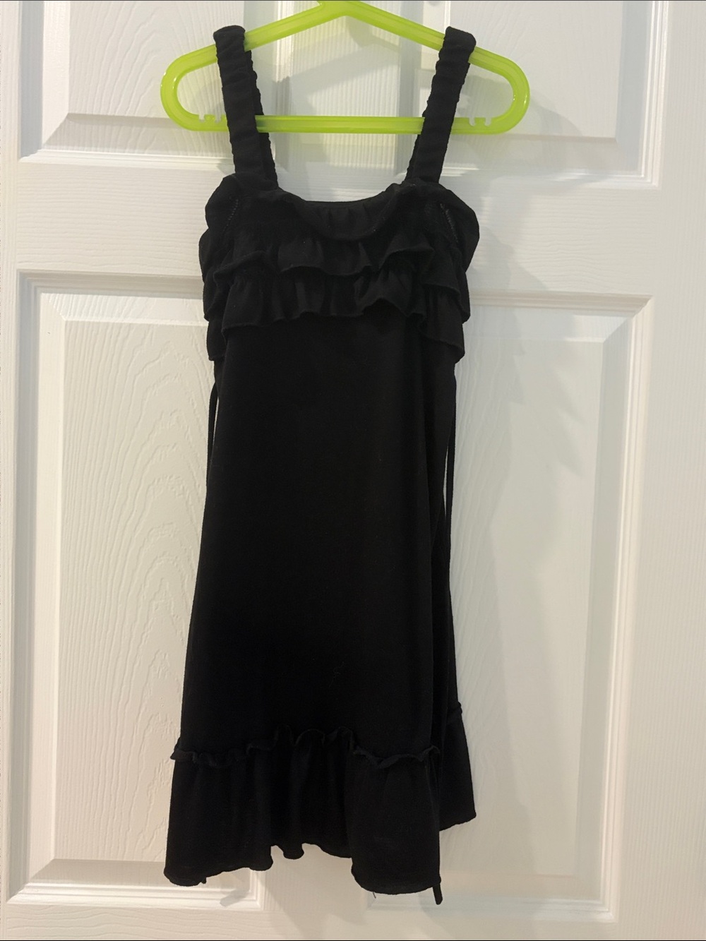 Xhileration Girls Black Ruffle Tank Dress